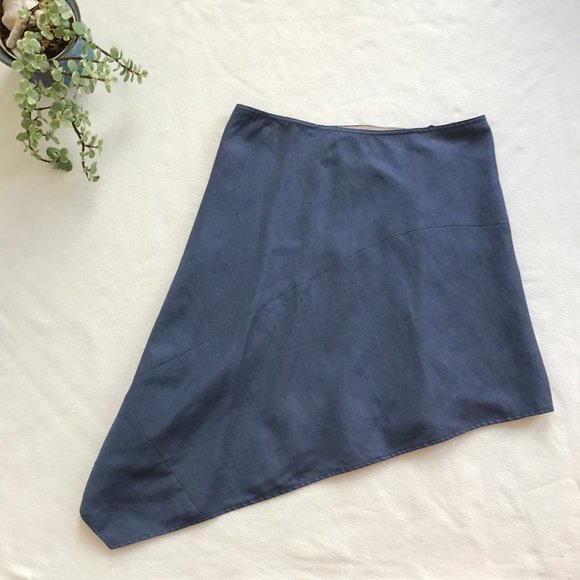 Emporio Armani Asymmetrical Mini Skirt Linen Blue - Picture 3 of 15